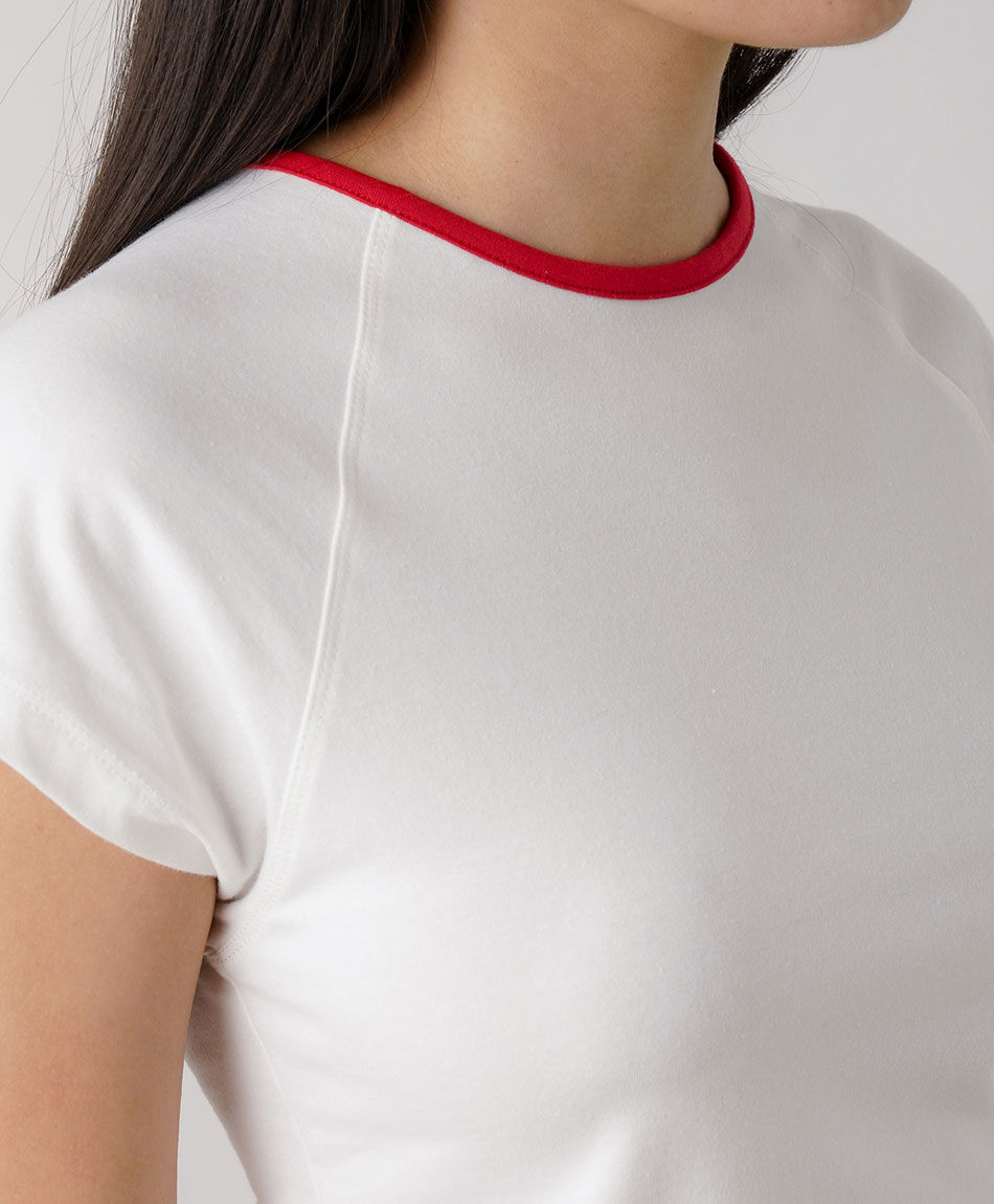 Polera mujer cuello contraste