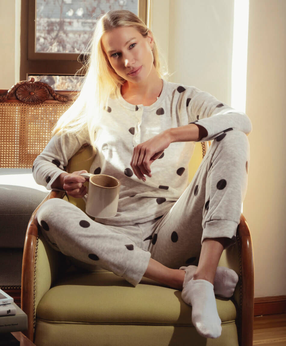 Pijama mujer micropolar puntos