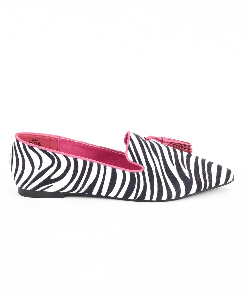 Zapato mujer fleco cebra