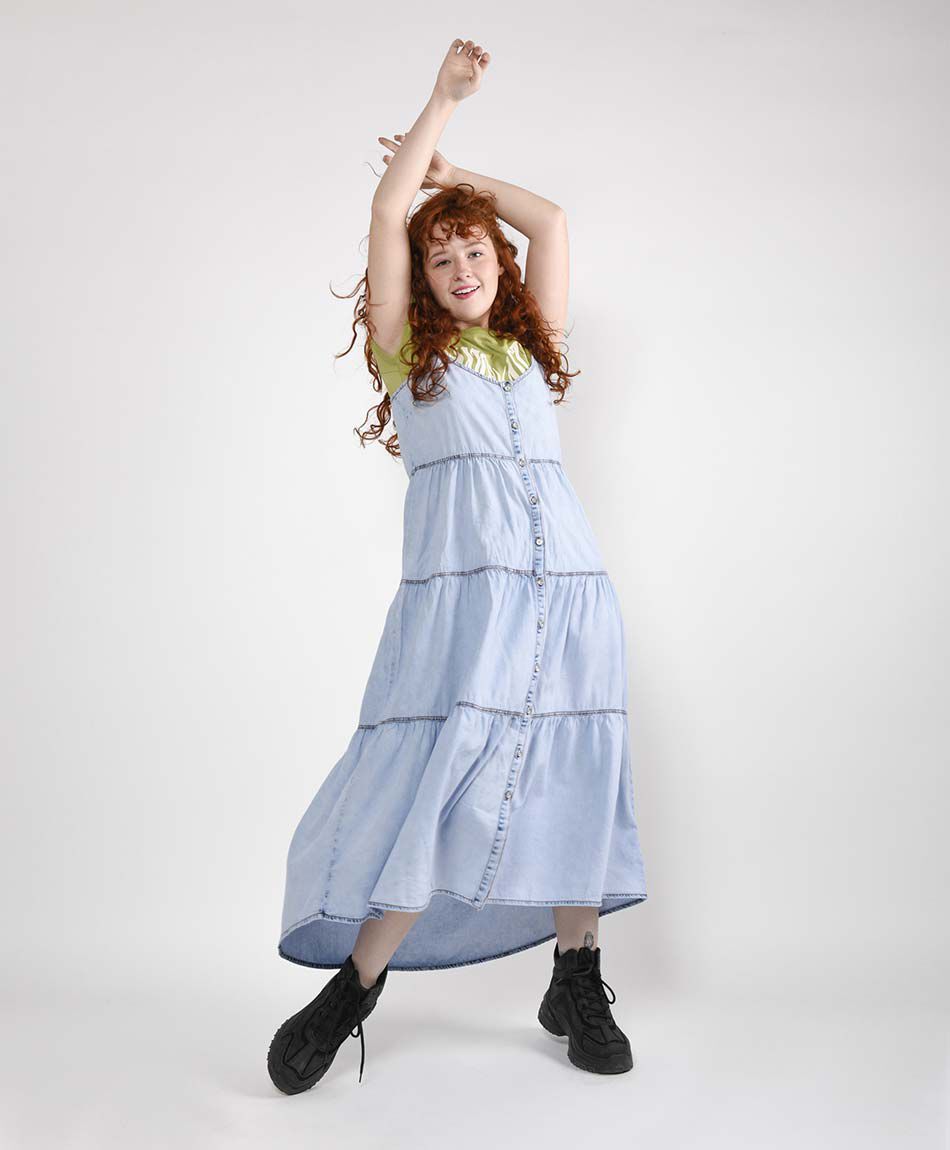 Vestido largo cuello redondo