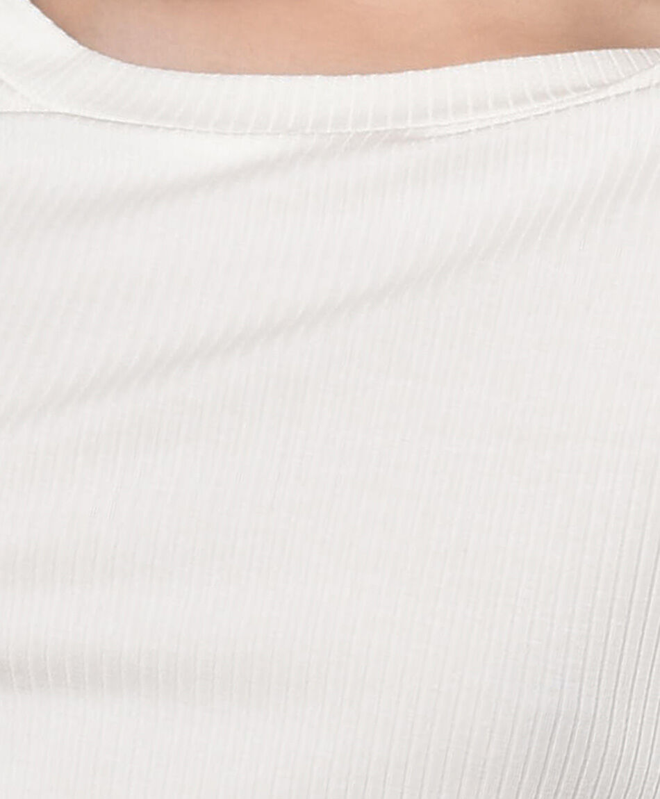 Polera mujer acanalada b&aacute;sica blanca