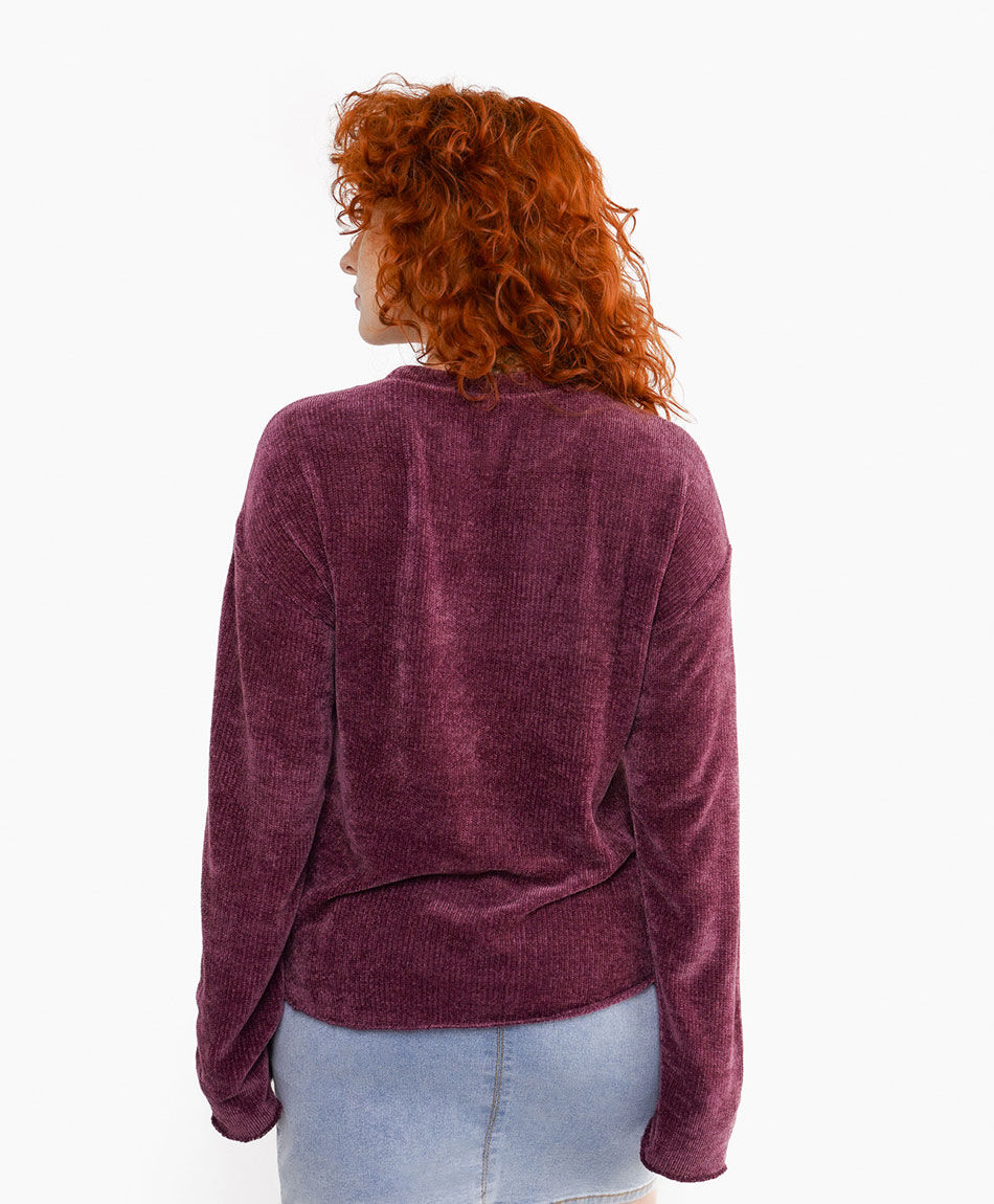 Sweater mujer chenille burdeo