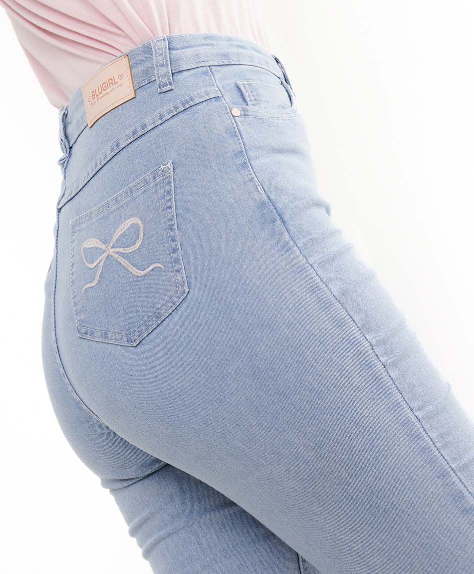 Jeans mujer cinta bordada skinny fit