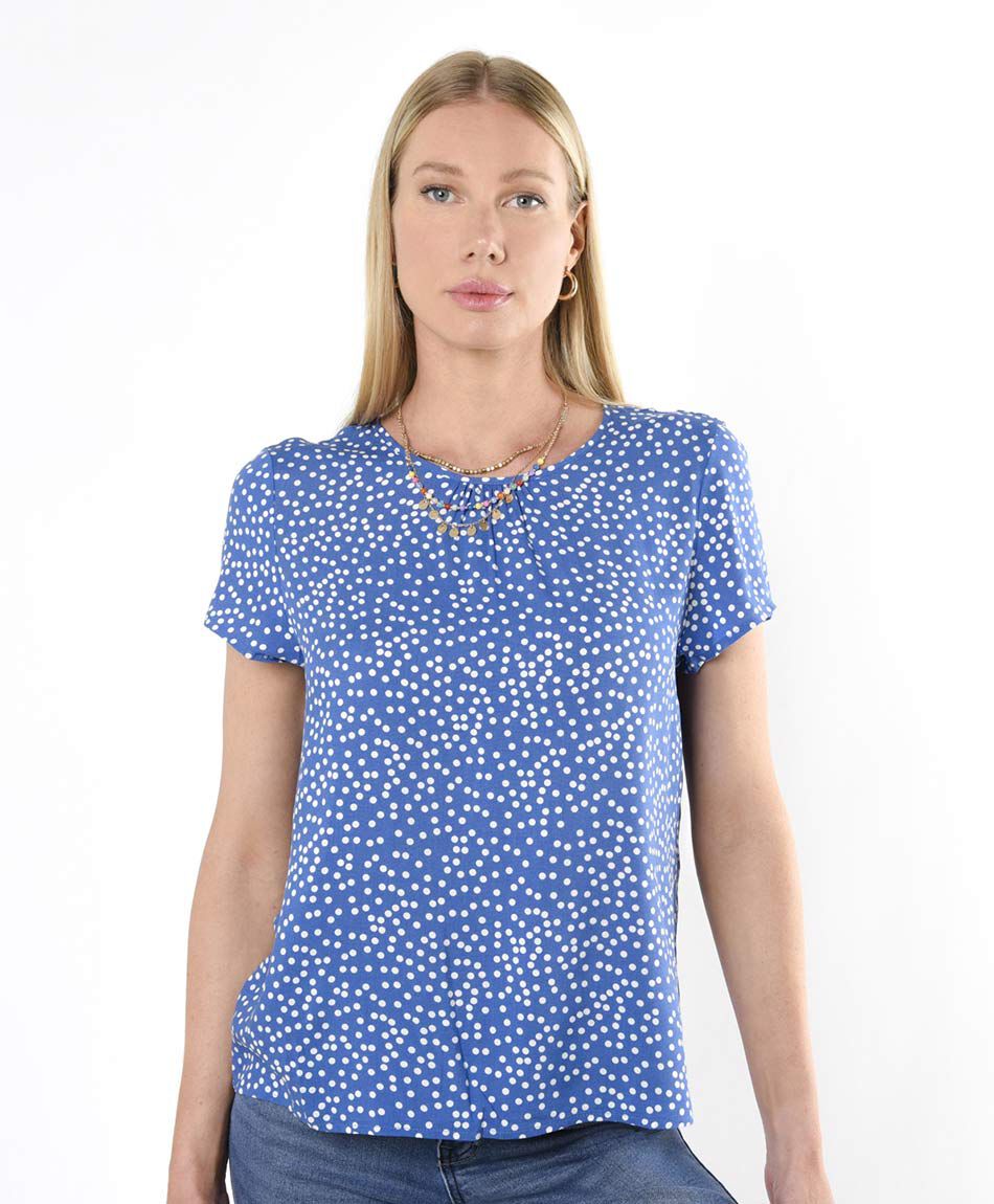 Blusa mujer puntitos azul