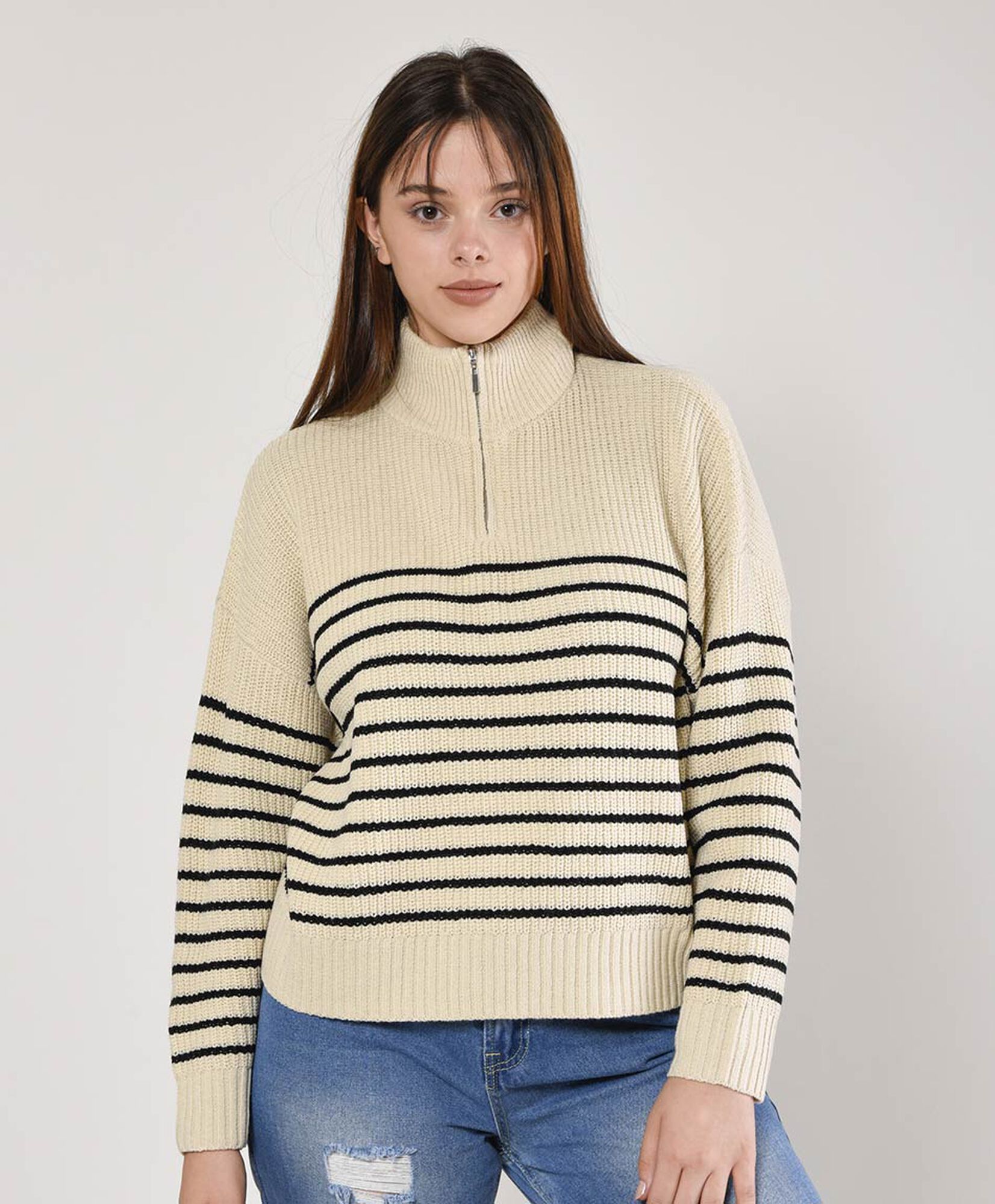 Sweater mujer cuello con cierre Sweater mujer cuello con cierre