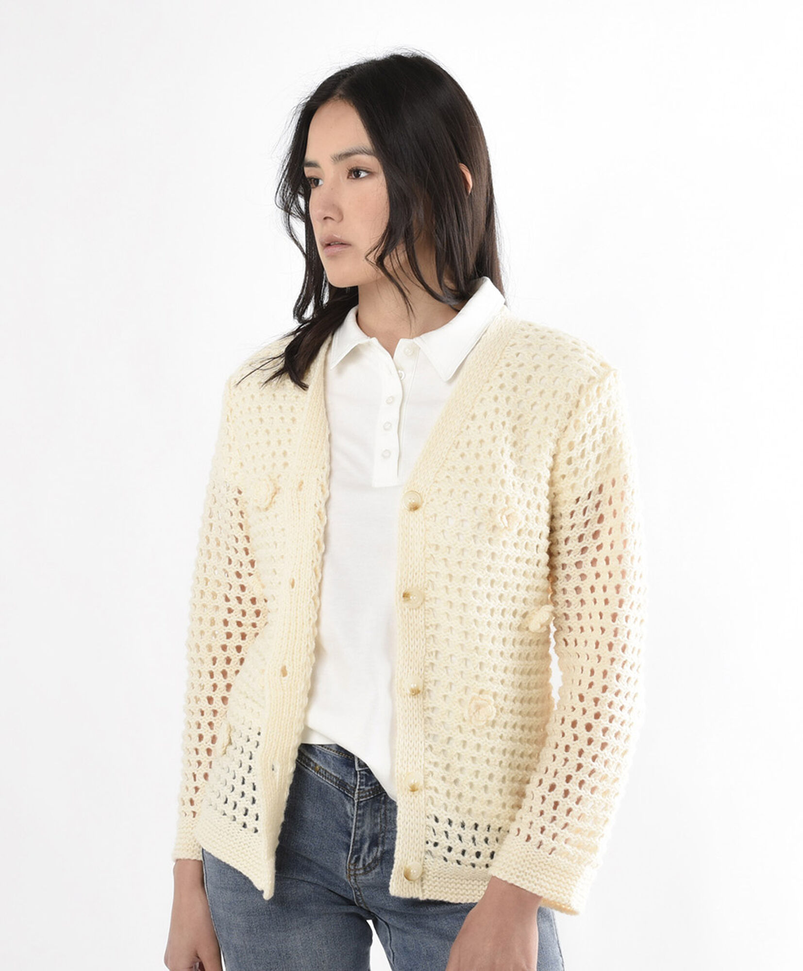 Tejido mujer cardigan flores Tejido mujer cardigan flores