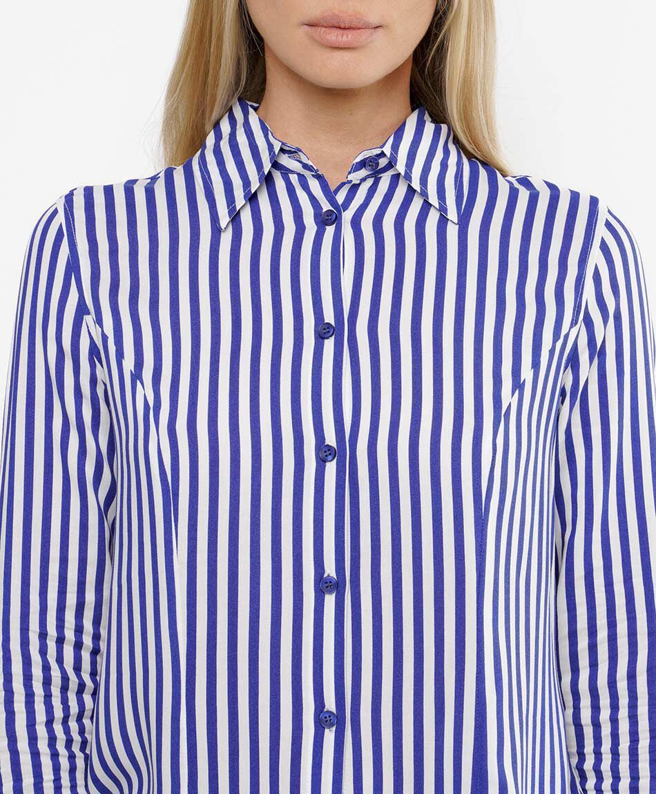 Blusas mujer l&iacute;neas mix azul