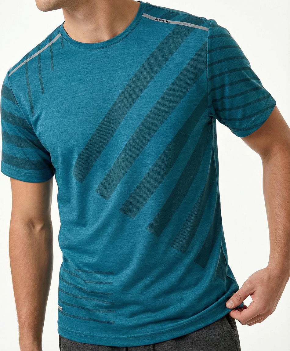 Polera deportiva hombre running turquesa