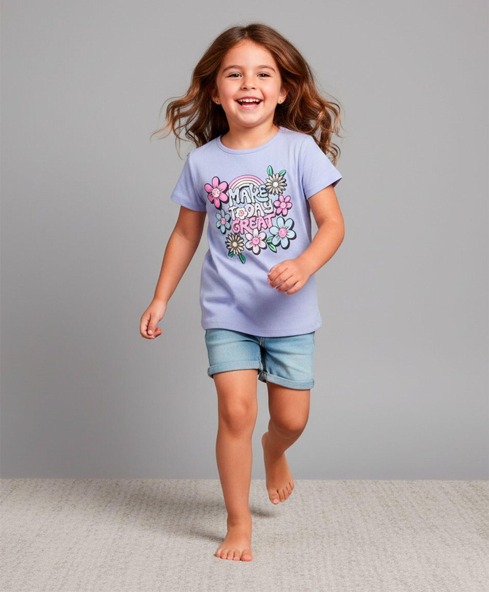 Polera niña frase flores Polera niña frase flores