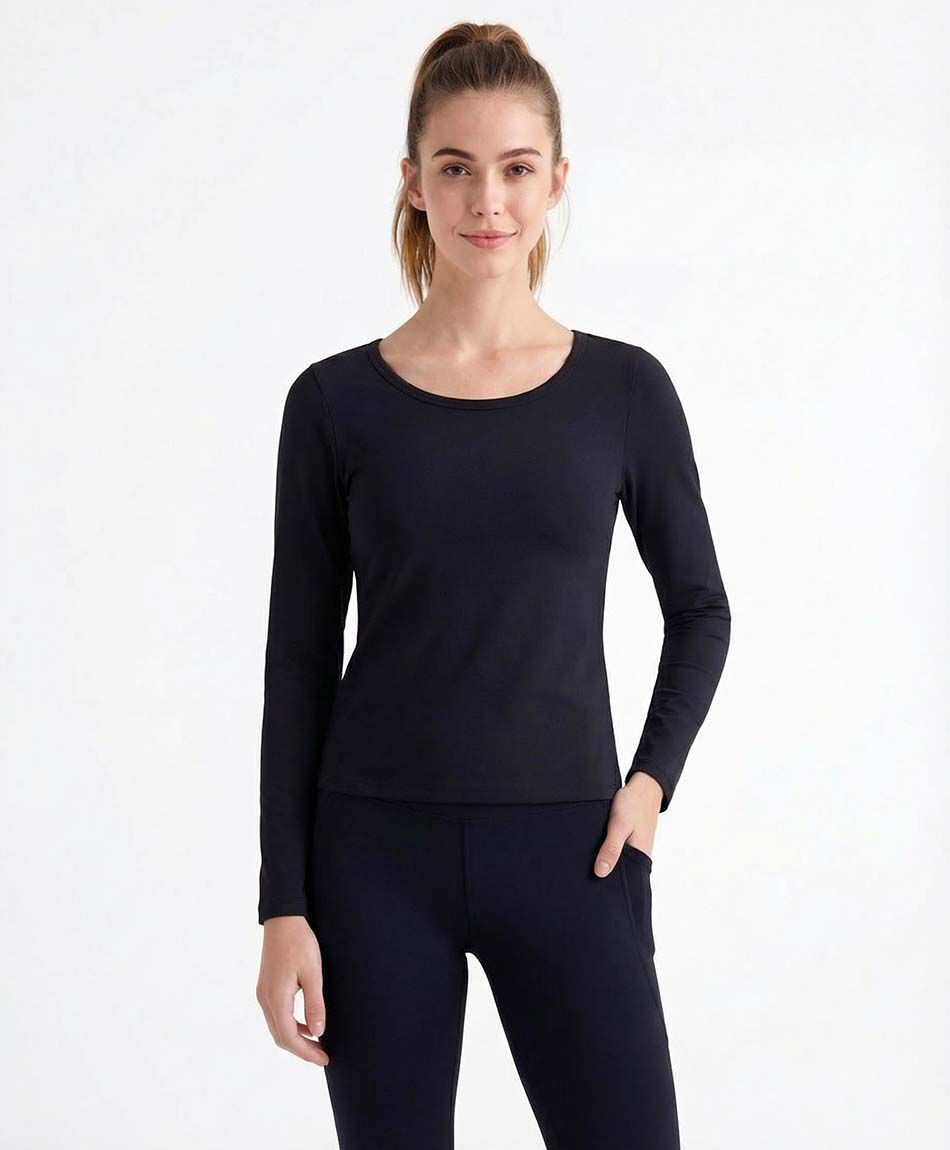 Camiseta mujer lisa termica black