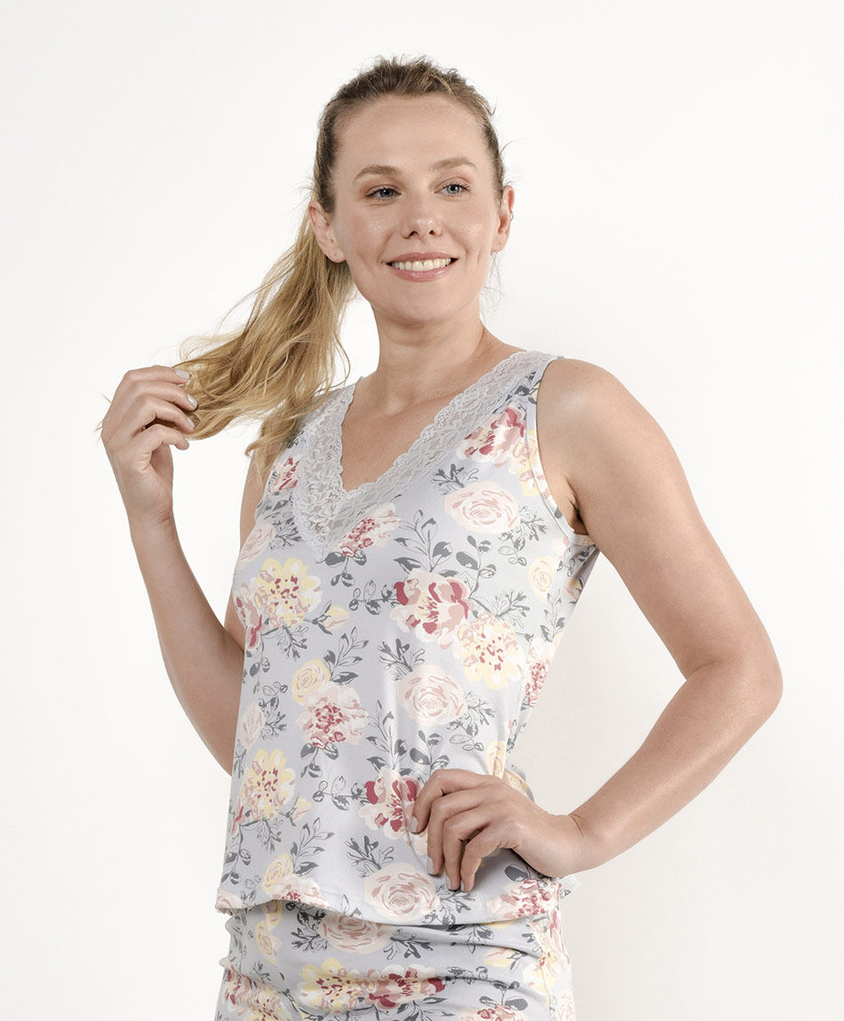 Baby doll mujer florecitas encaje