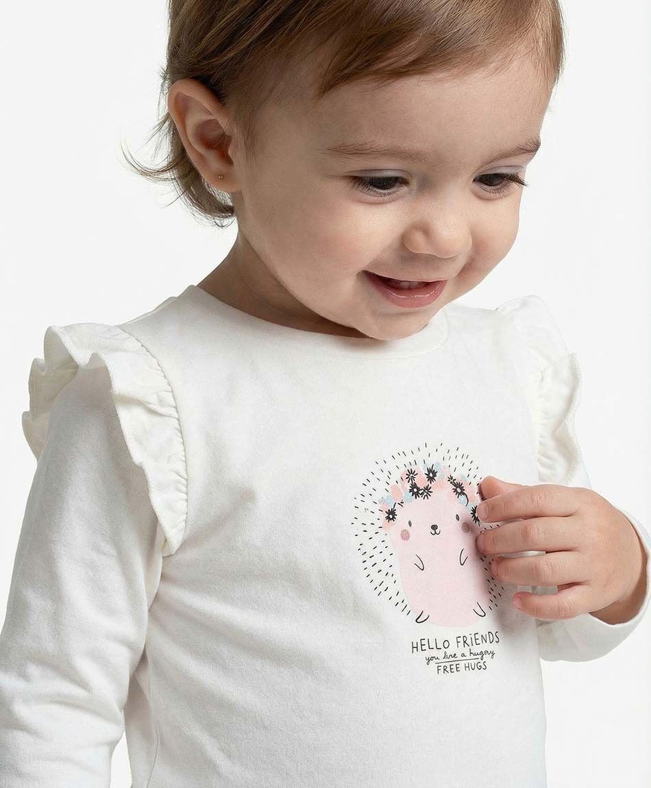 Polera beb&eacute; estampado erizo