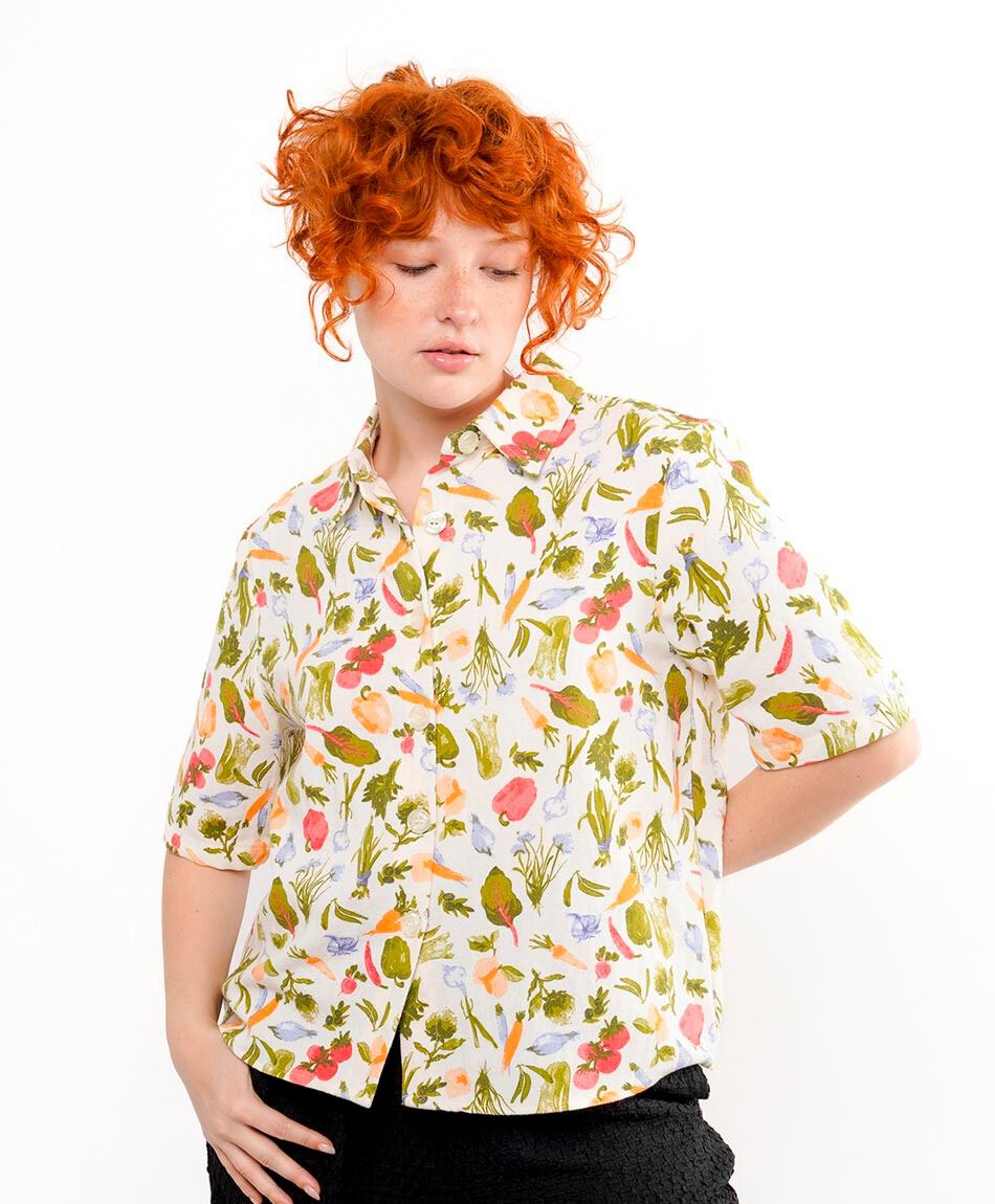 Blusa mujer lino vegetales
