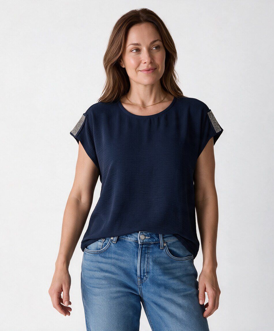 Blusa mujer mangas brillos