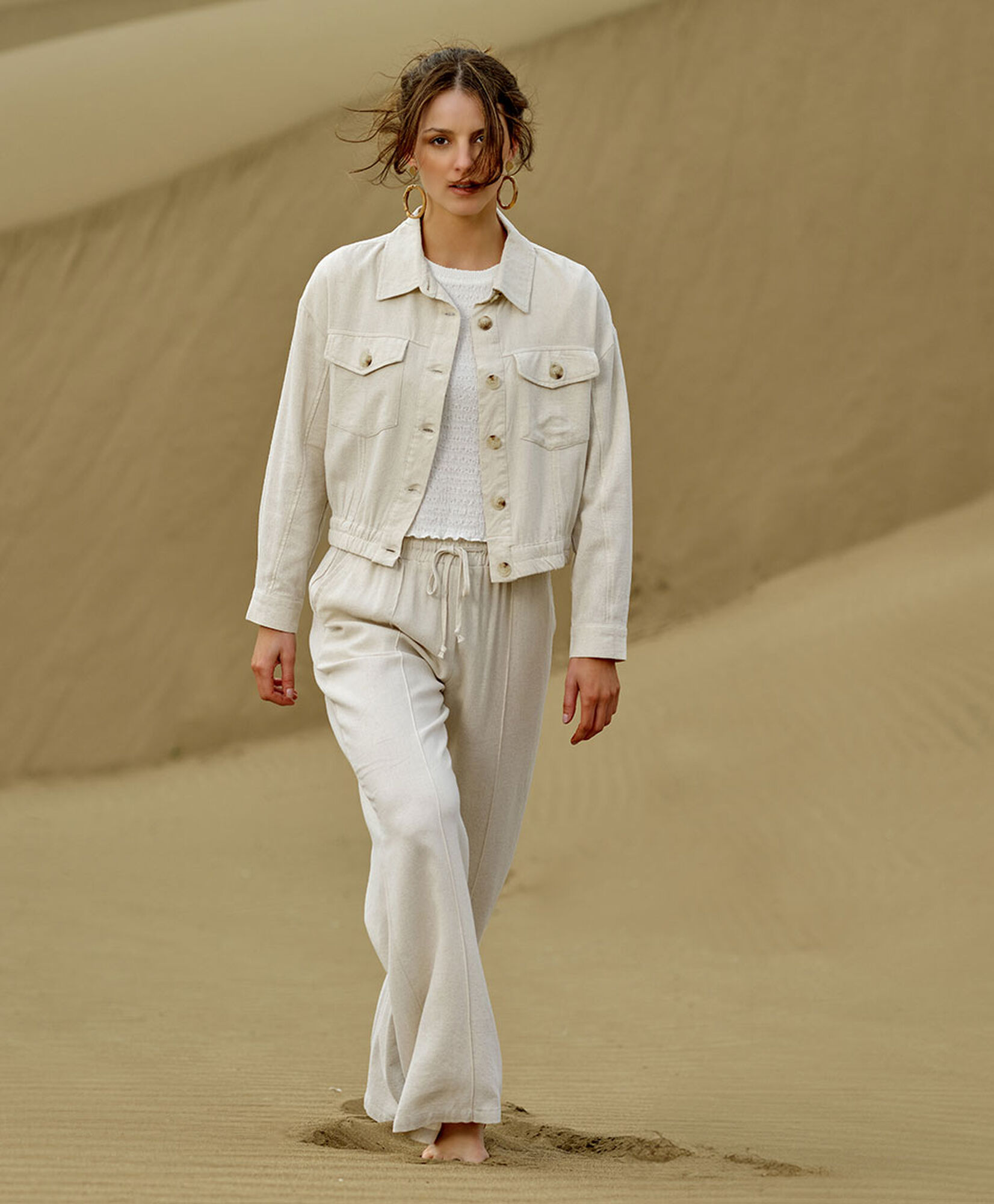 Pantalón mujer lino palazzo wide Pantalón mujer lino palazzo wide