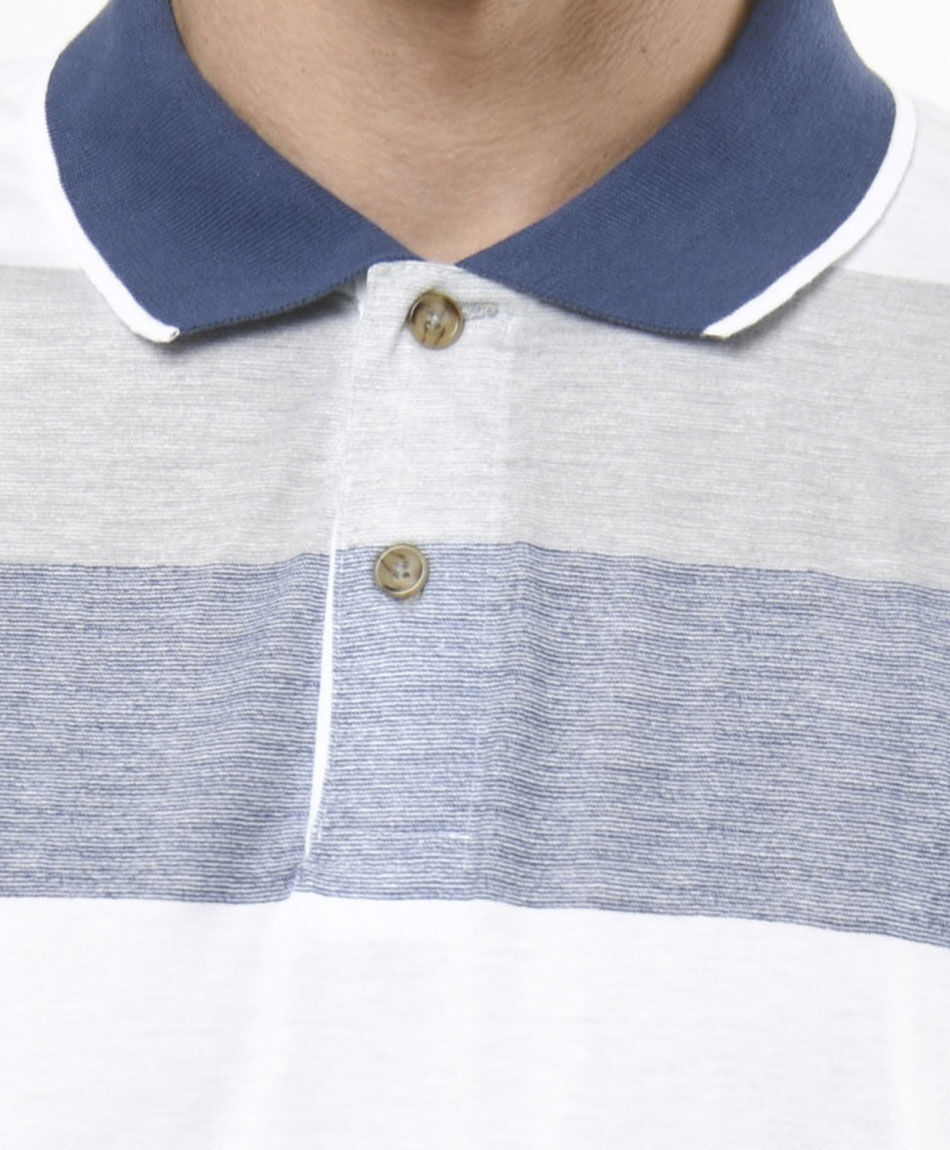 Polera hombre l&iacute;neas cuello piqu&eacute;