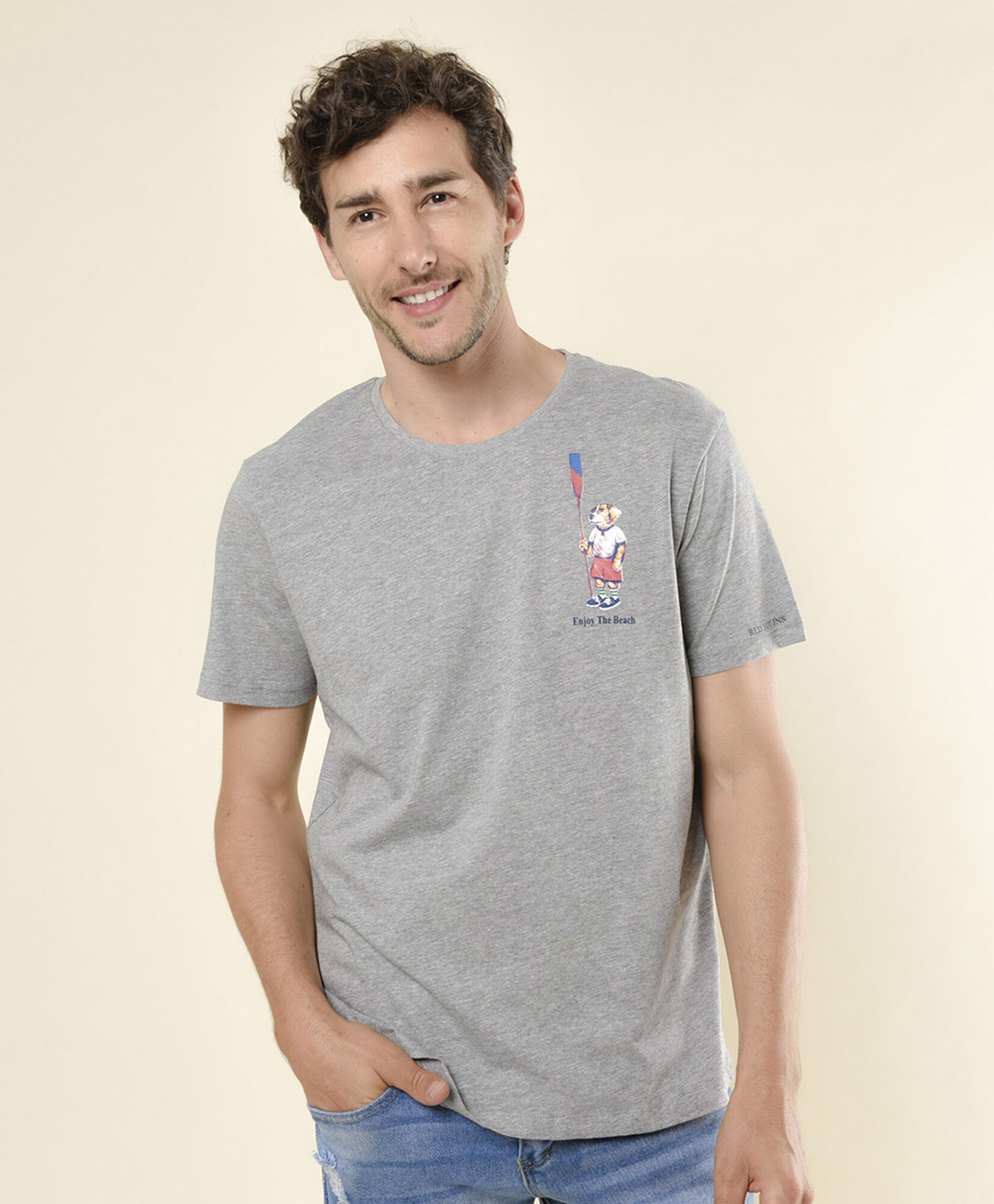 Polera hombre estampado perrito Polera hombre estampado perrito