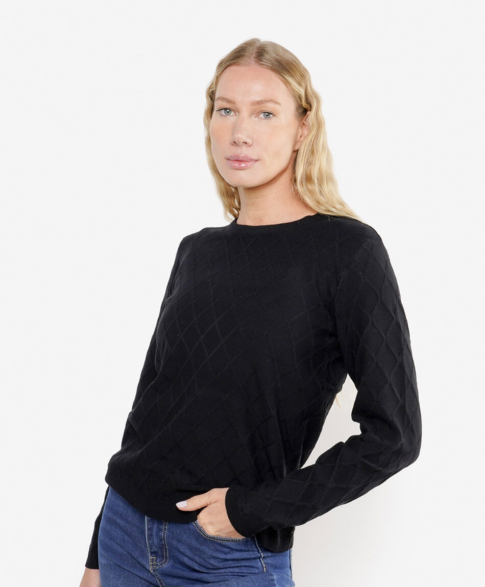 Sweater mujer rombos black