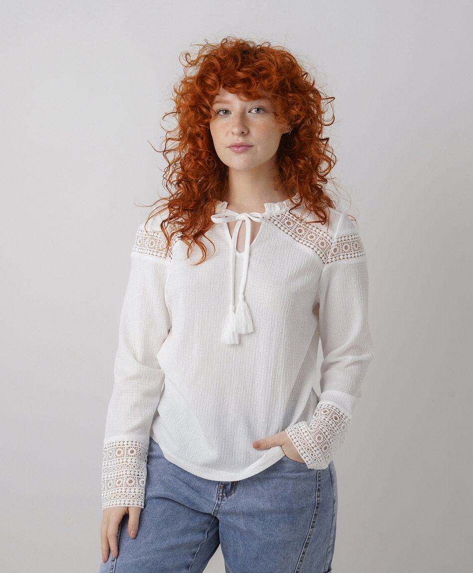Blusa mujer encajes calados