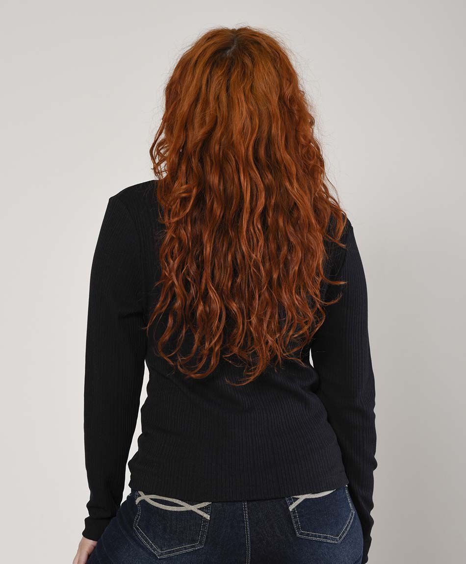 Polera mujer acanalada cruzada