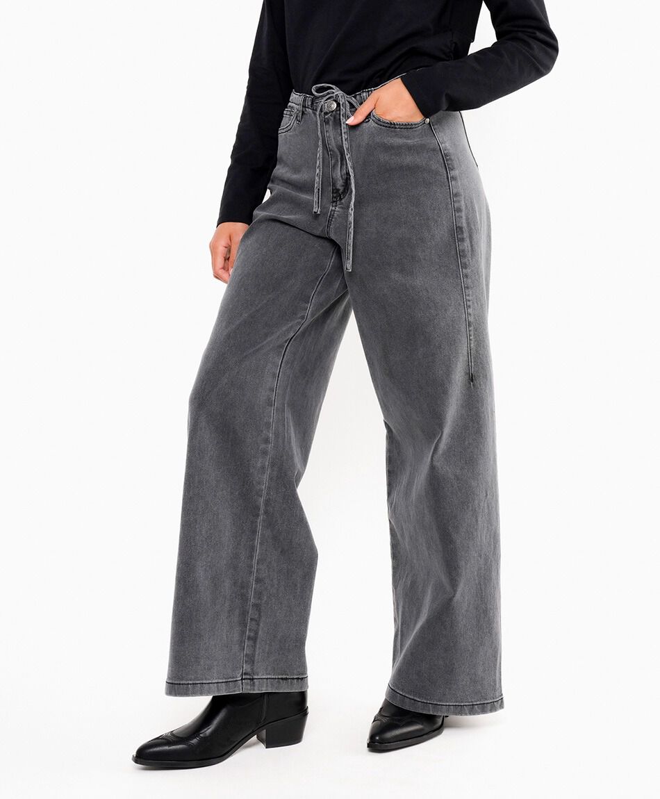 Jeans mujer comfy lazo grey
