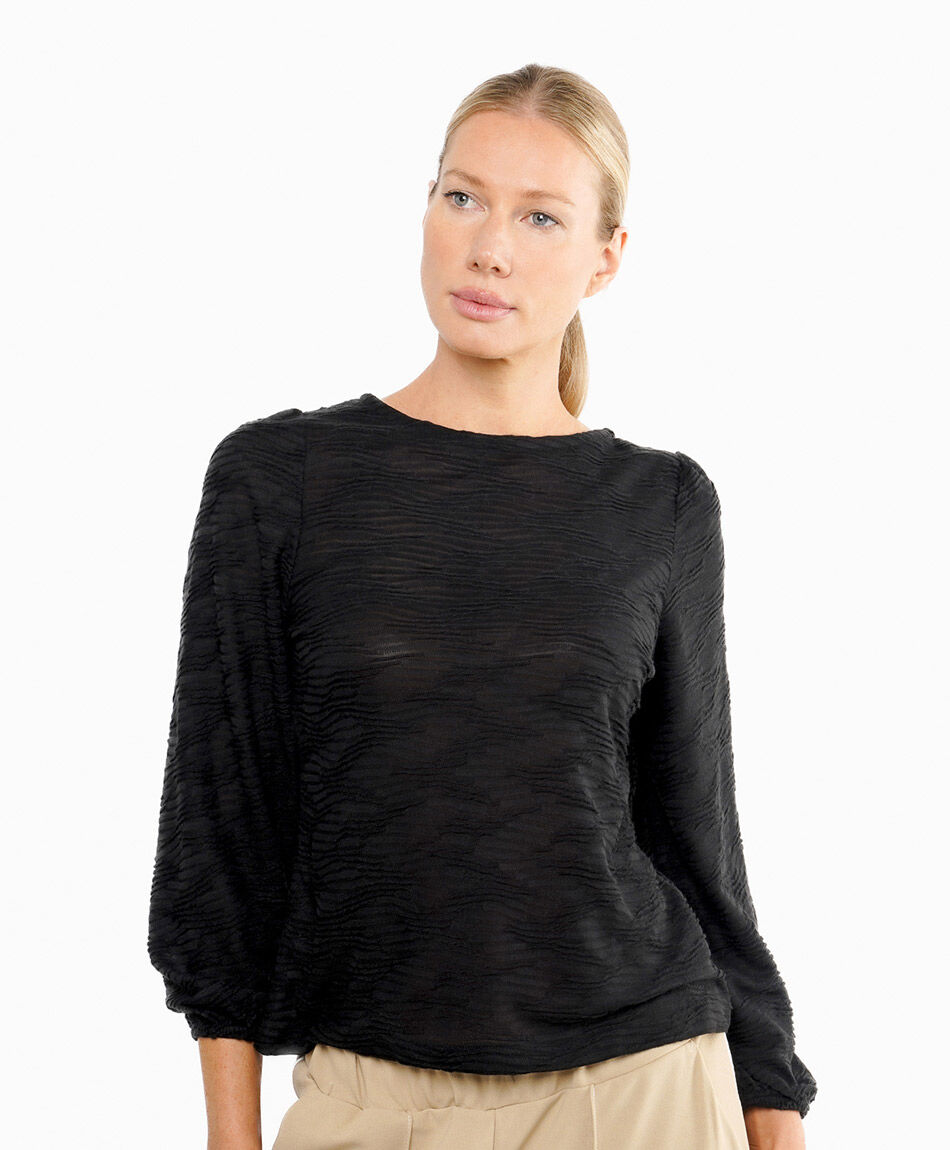 Polera mujer black jaspeada