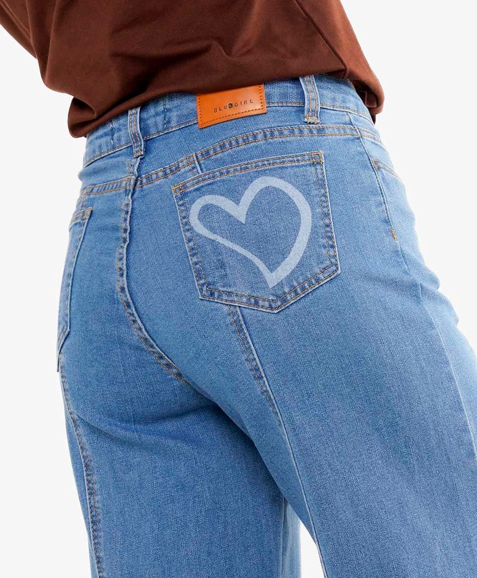 Jeans mujer wide leg coraz&oacute;n