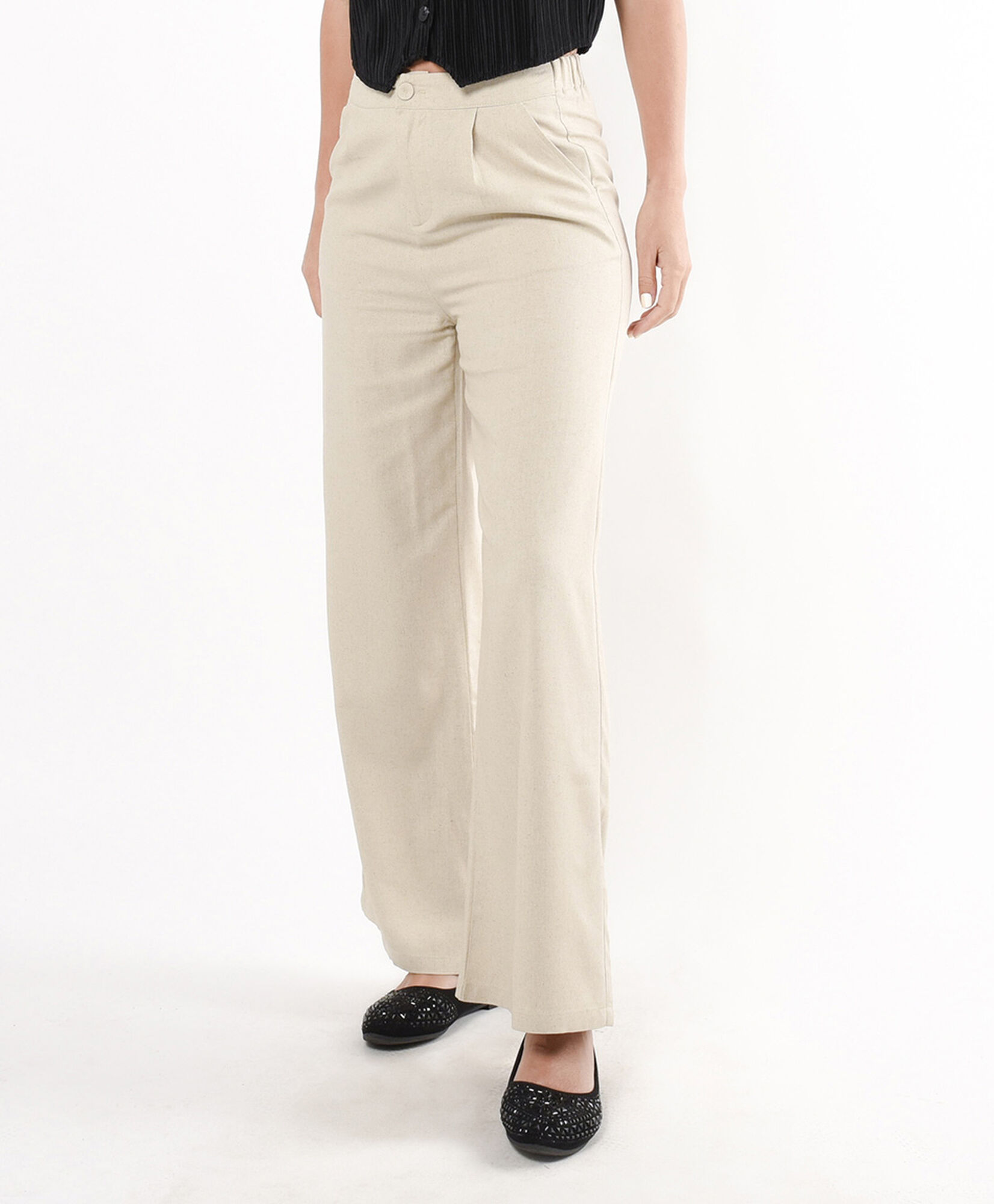 Pantalón mujer beige lino Pantalón mujer beige lino