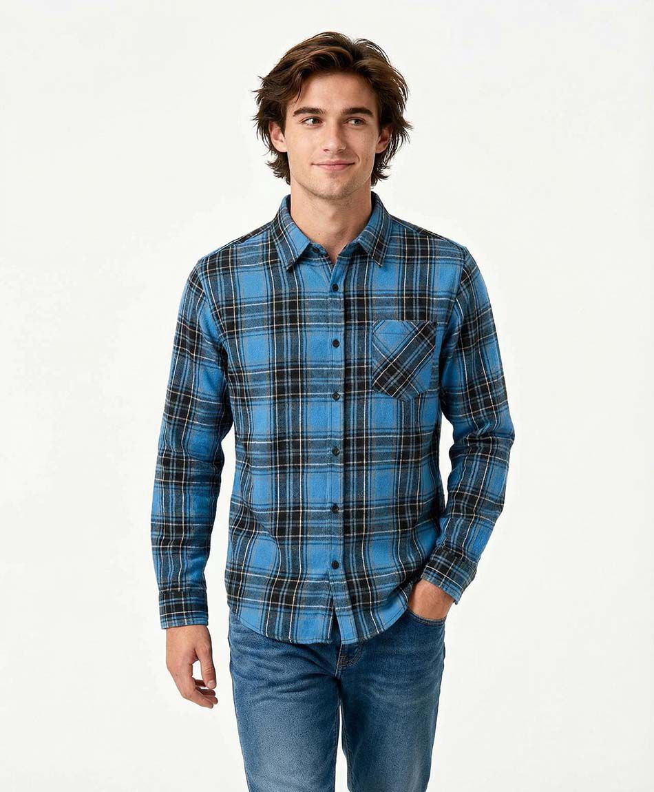 Camisa hombre franela azul