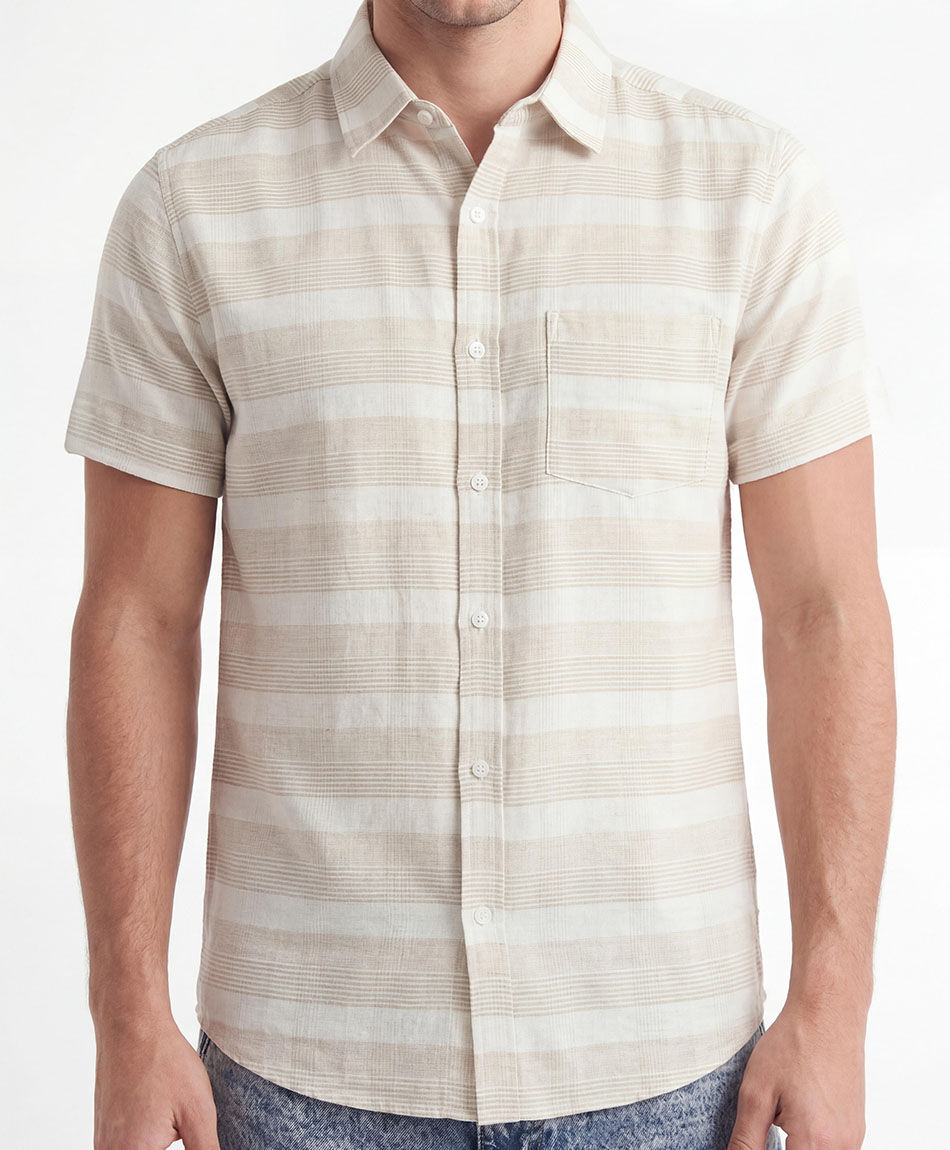 Camisa hombre l&iacute;neas doble lino