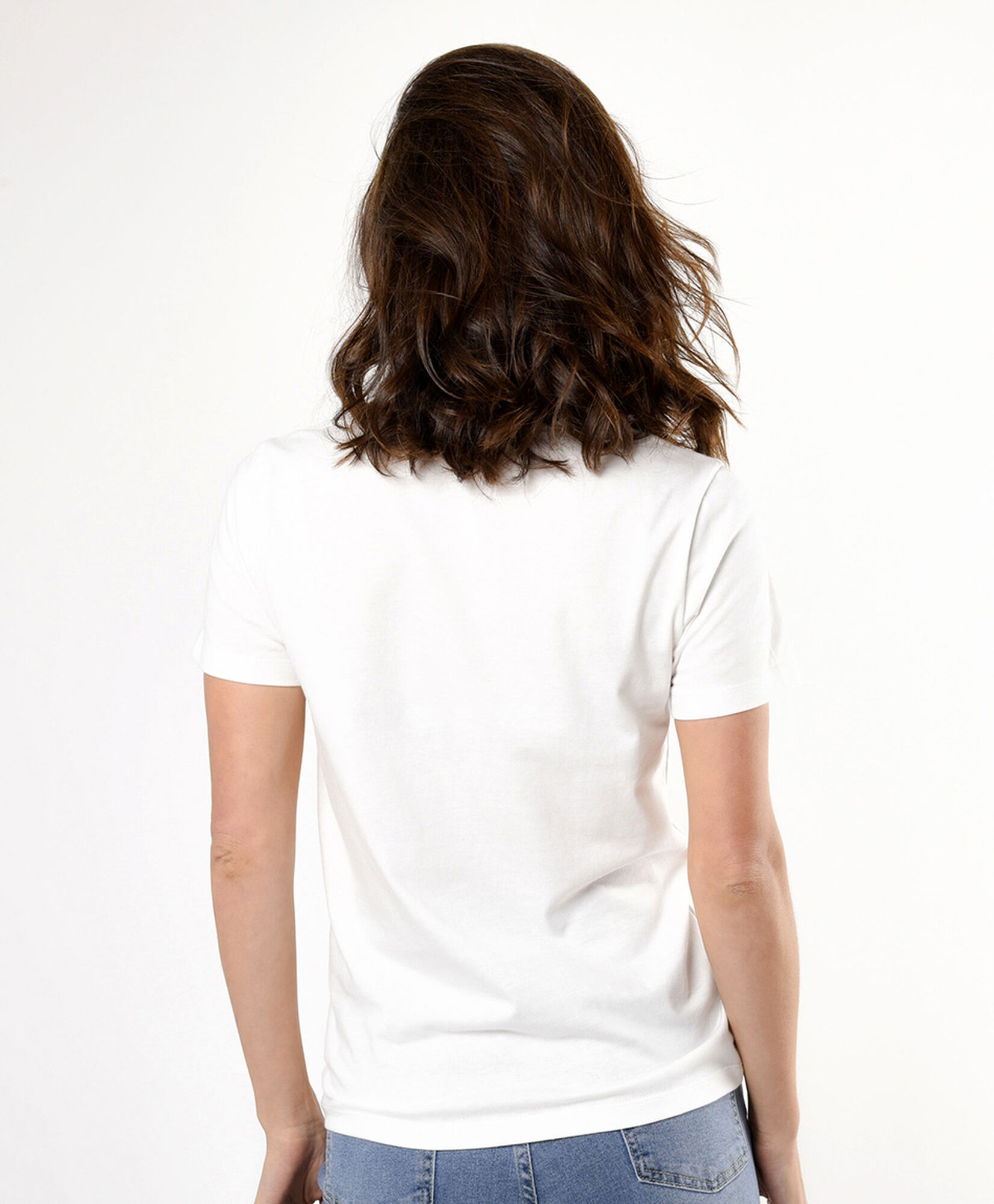 Polera mujer básica blanca cuello en v Polera mujer básica blanca cuello en v