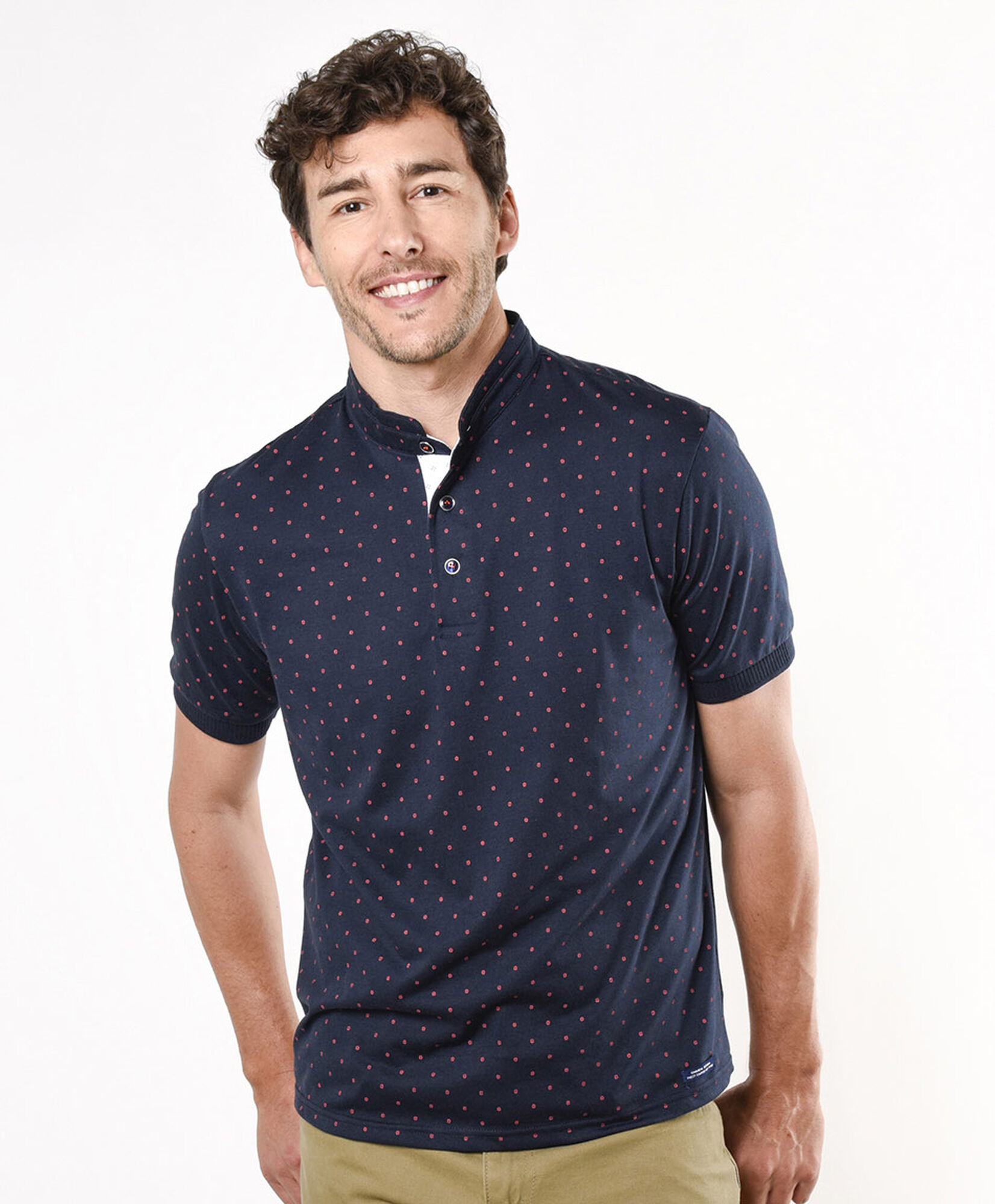 Polera hombre puntos cuello mao Polera hombre puntos cuello mao