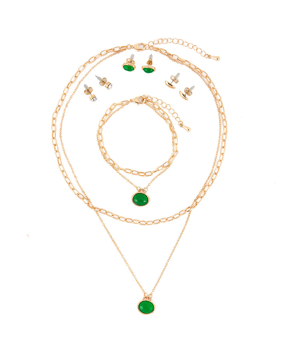Set joyas mujer piedra verde