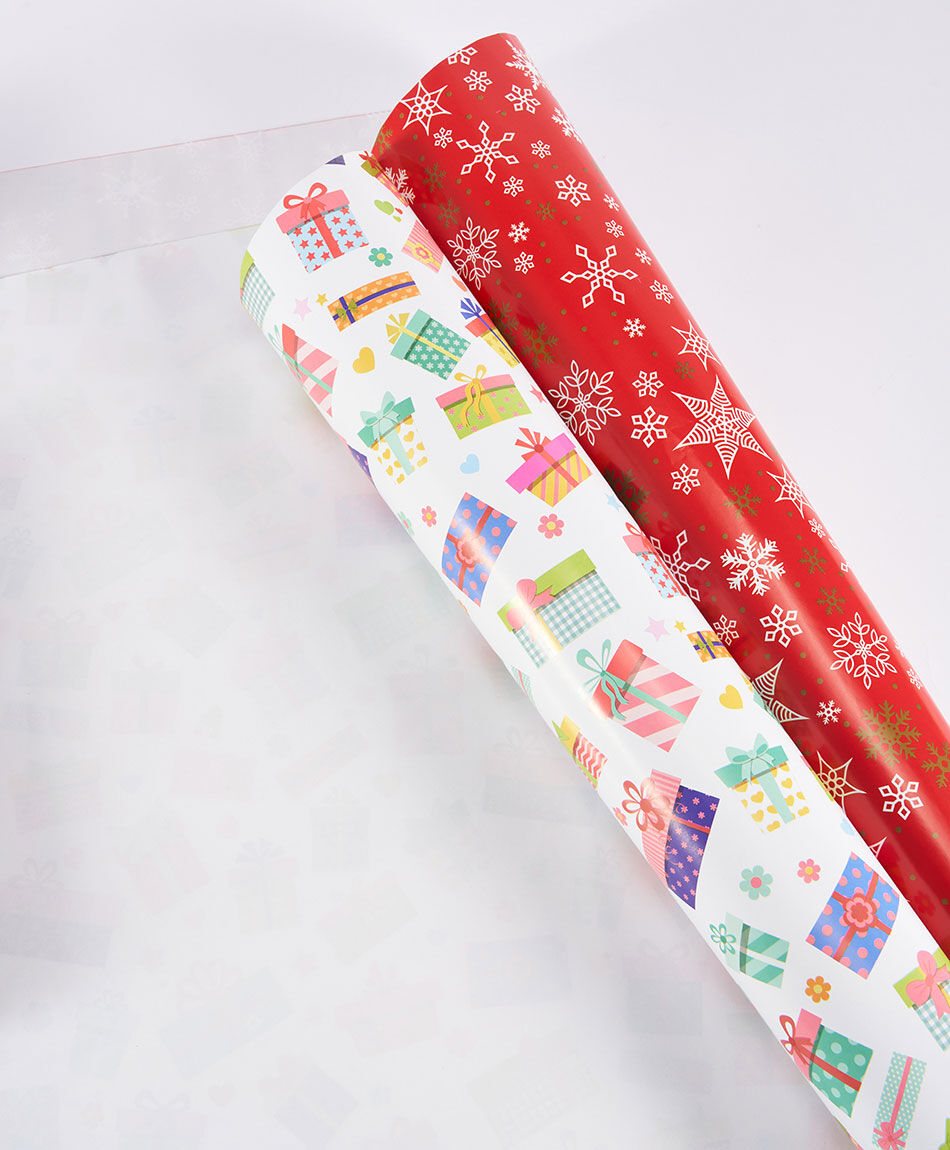 Set 2 papeles de regalo navidad rojo