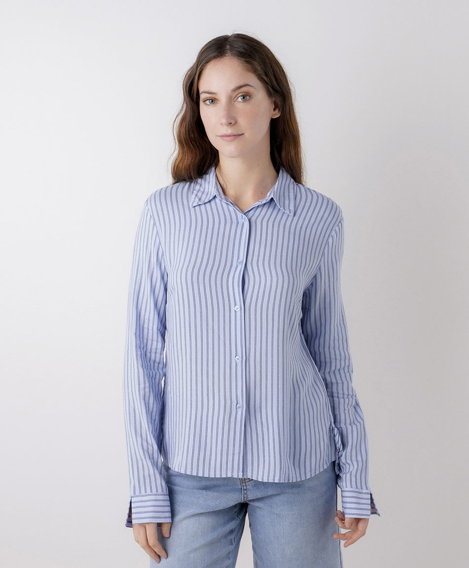 Blusa mujer l&iacute;neas lazos laterales