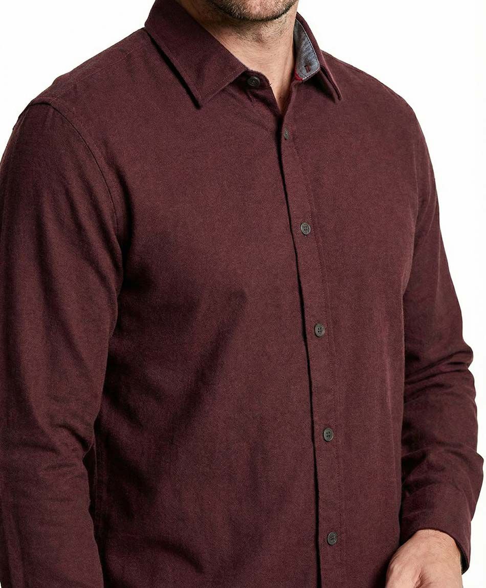 Camisa hombre lisa burdeo