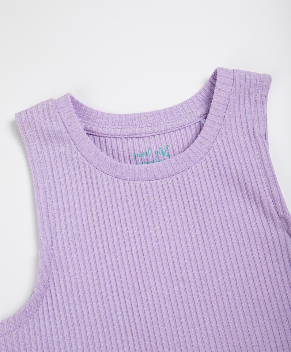 Polera ni&ntilde;a morada sin mangas