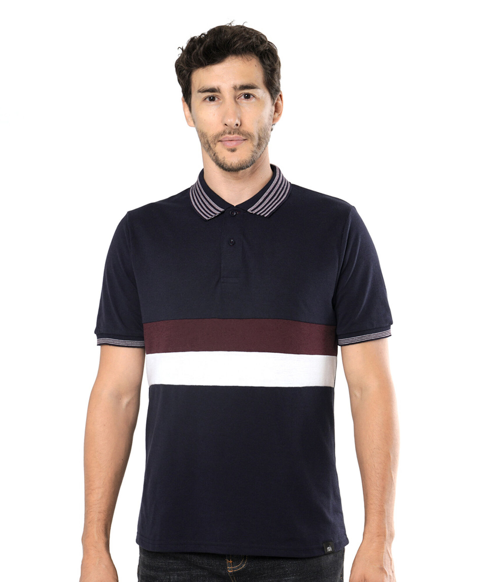 Polera hombre tricolor cuello piqué Polera hombre tricolor cuello piqué