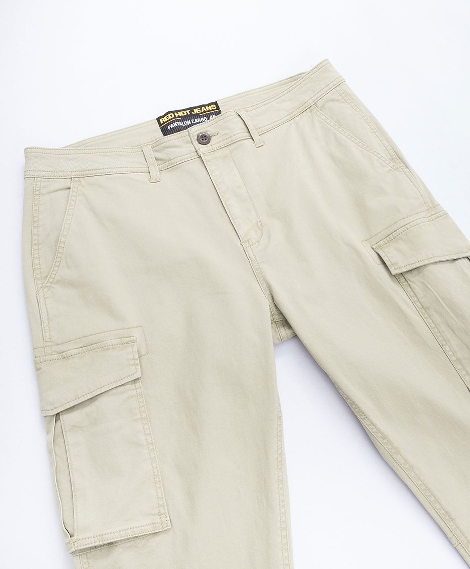 Pantal&oacute;n hombre liso cargo