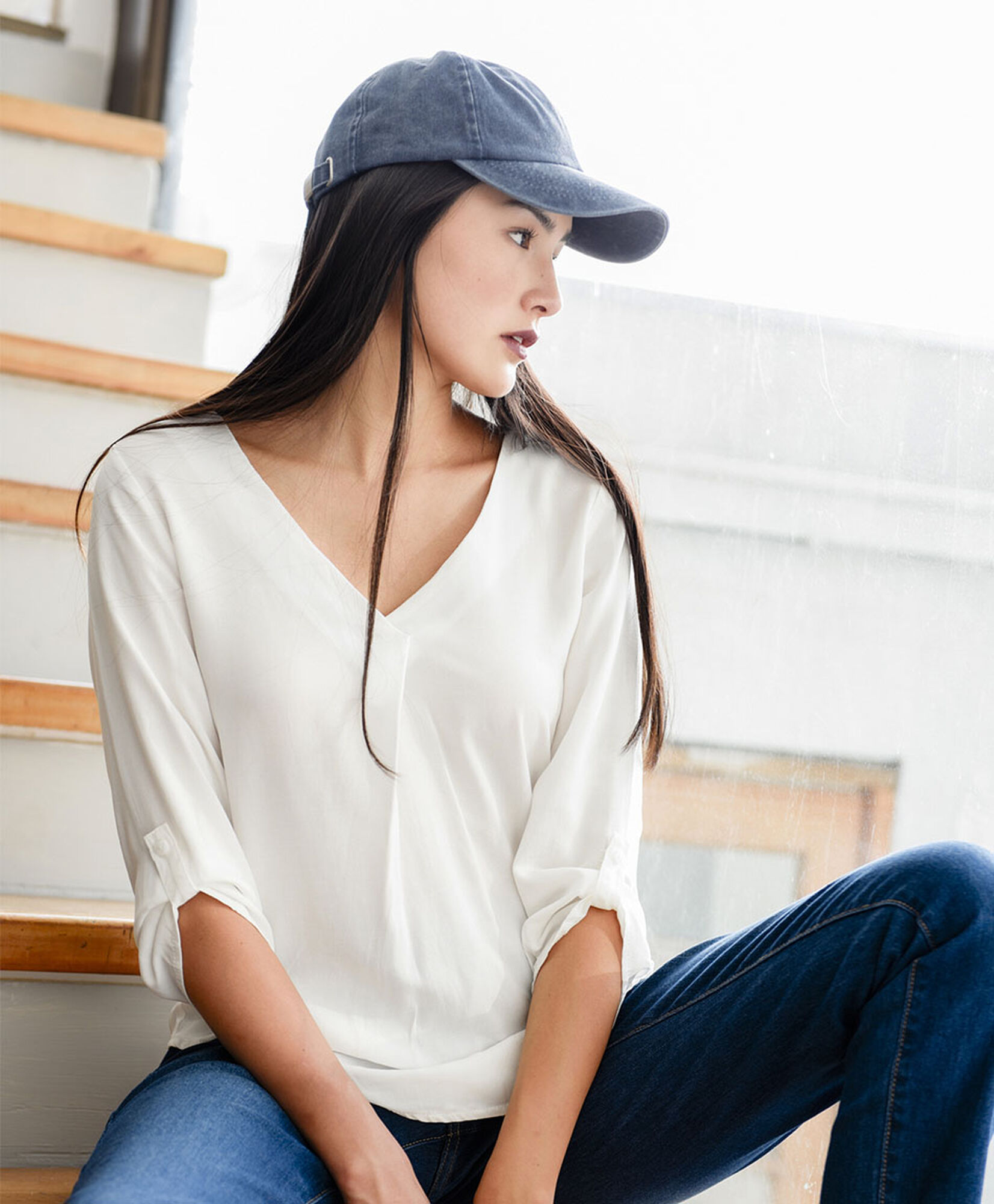 Blusa mujer cuello en v Blusa mujer cuello en v