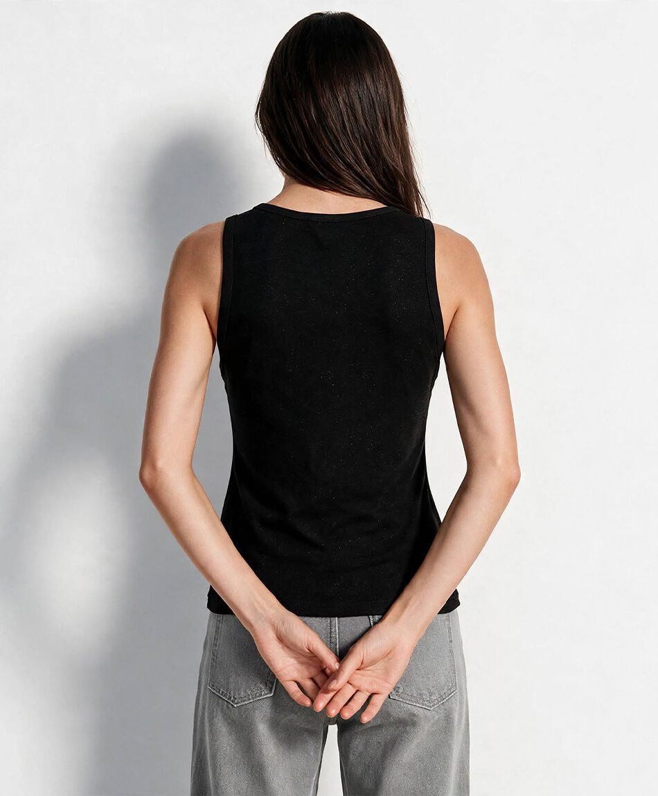 Polera mujer sin mangas brillos