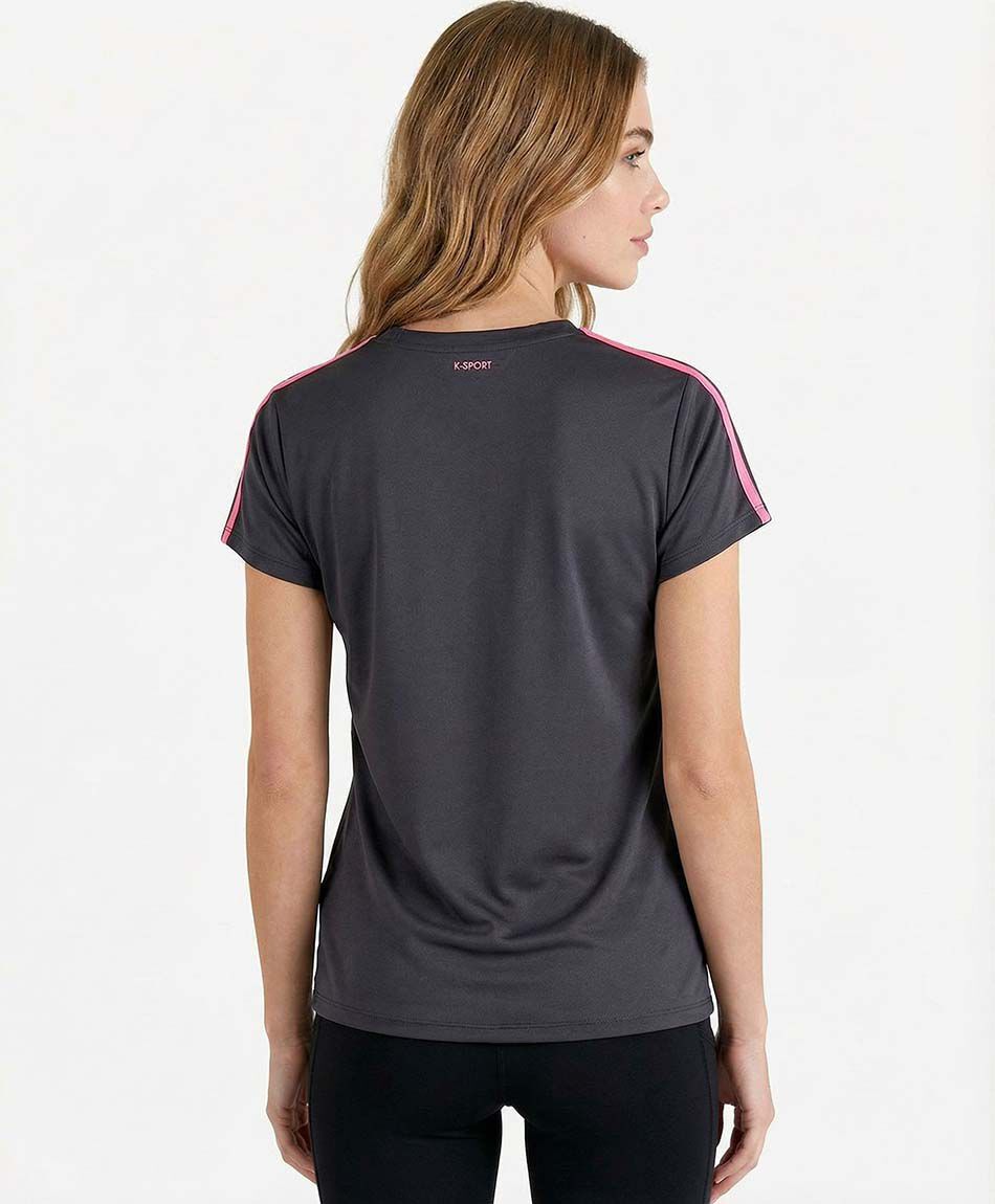 Polera deportiva mujer lineas fucsias