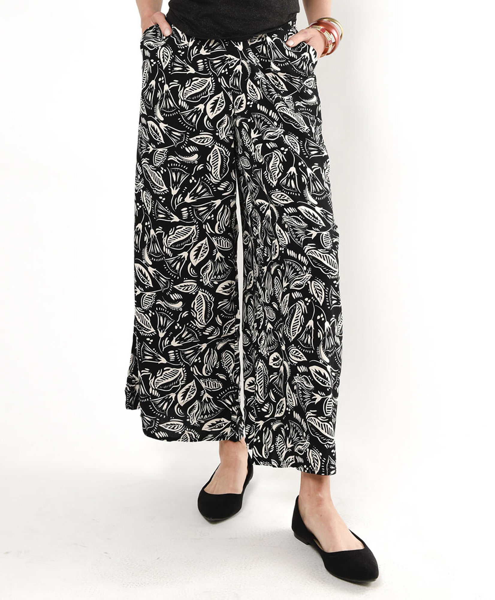 Pantalón mujer hojas wide Pantalón mujer hojas wide