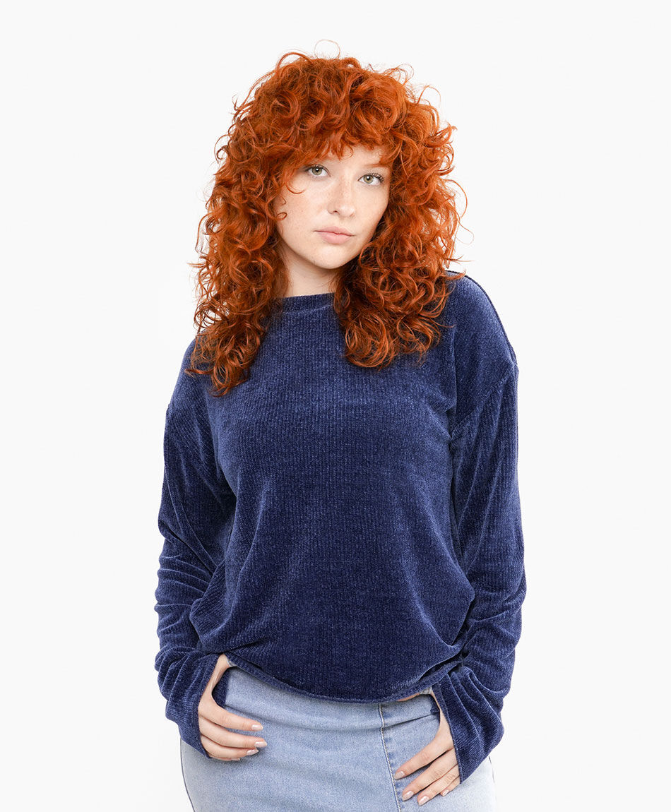 Sweater mujer chenille azul