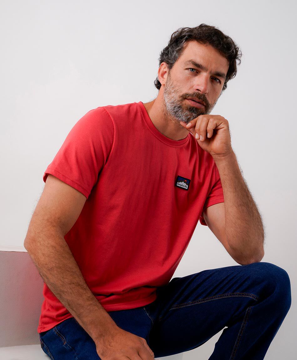 Polera hombre lisa logo