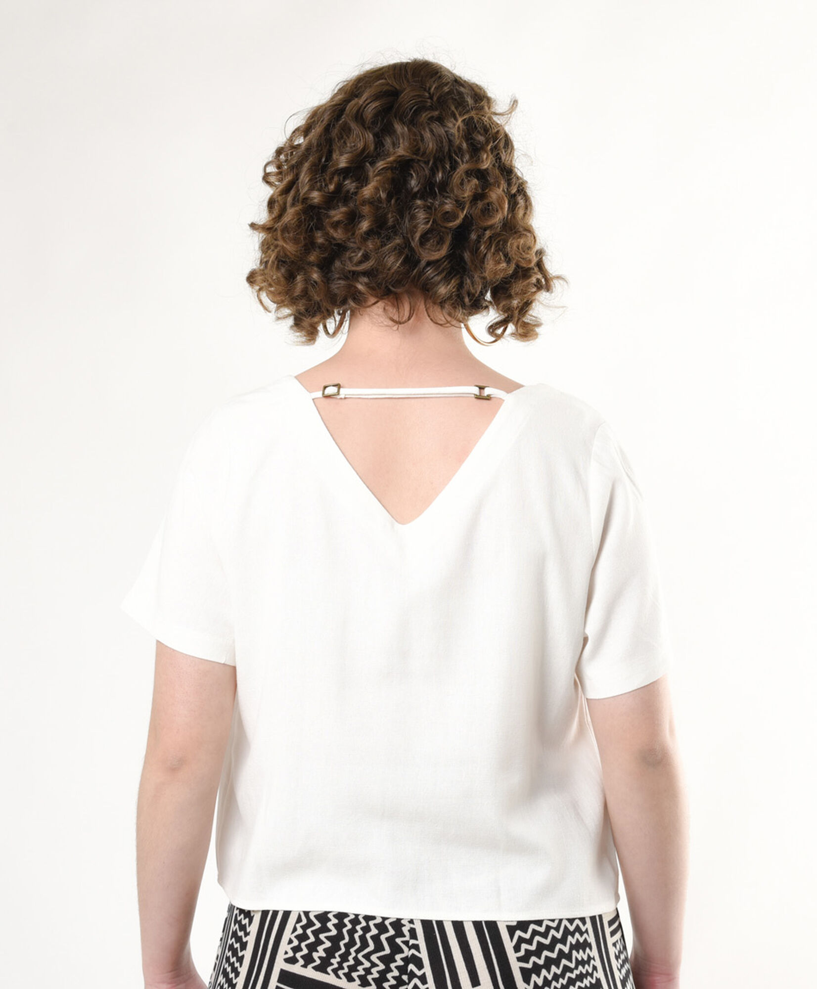 Blusa mujer cuello en v lino Blusa mujer cuello en v lino