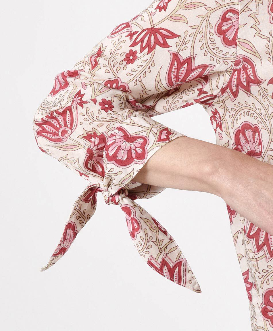 Blusa mujer nudo en mangas