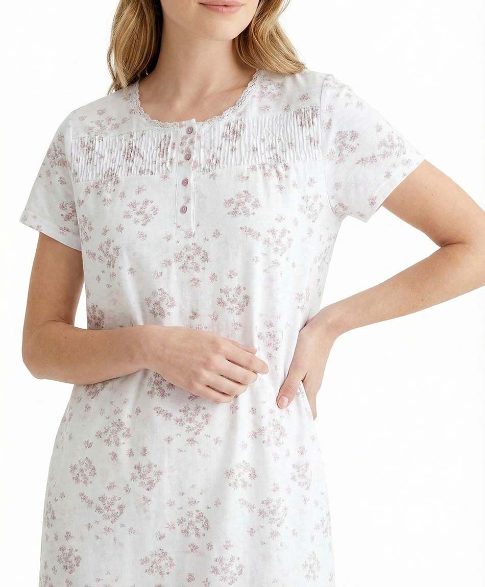 Camisa de dormir mujer flores rosadas