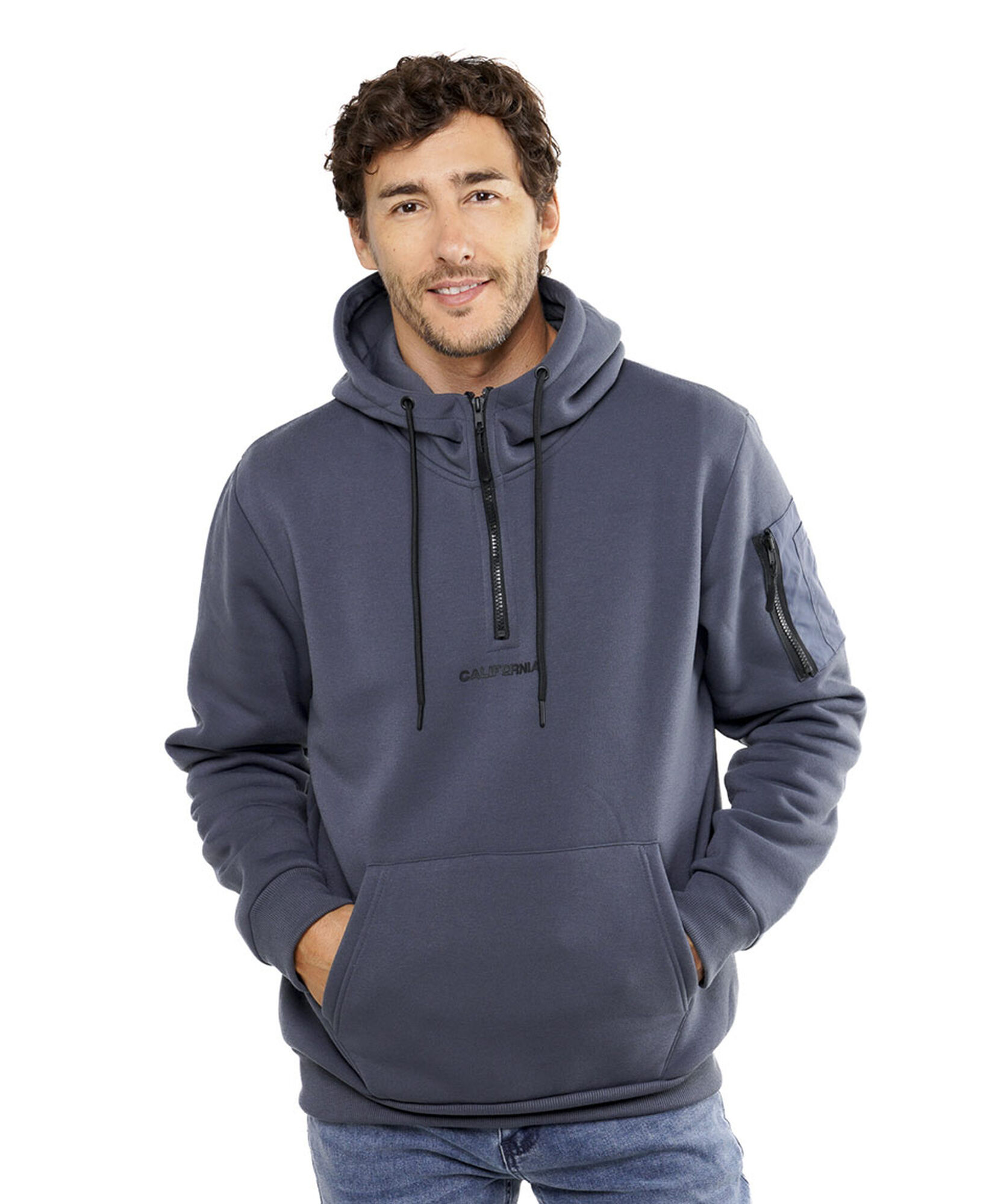 Polerón hombre cierre y gorro Polerón hombre cierre y gorro