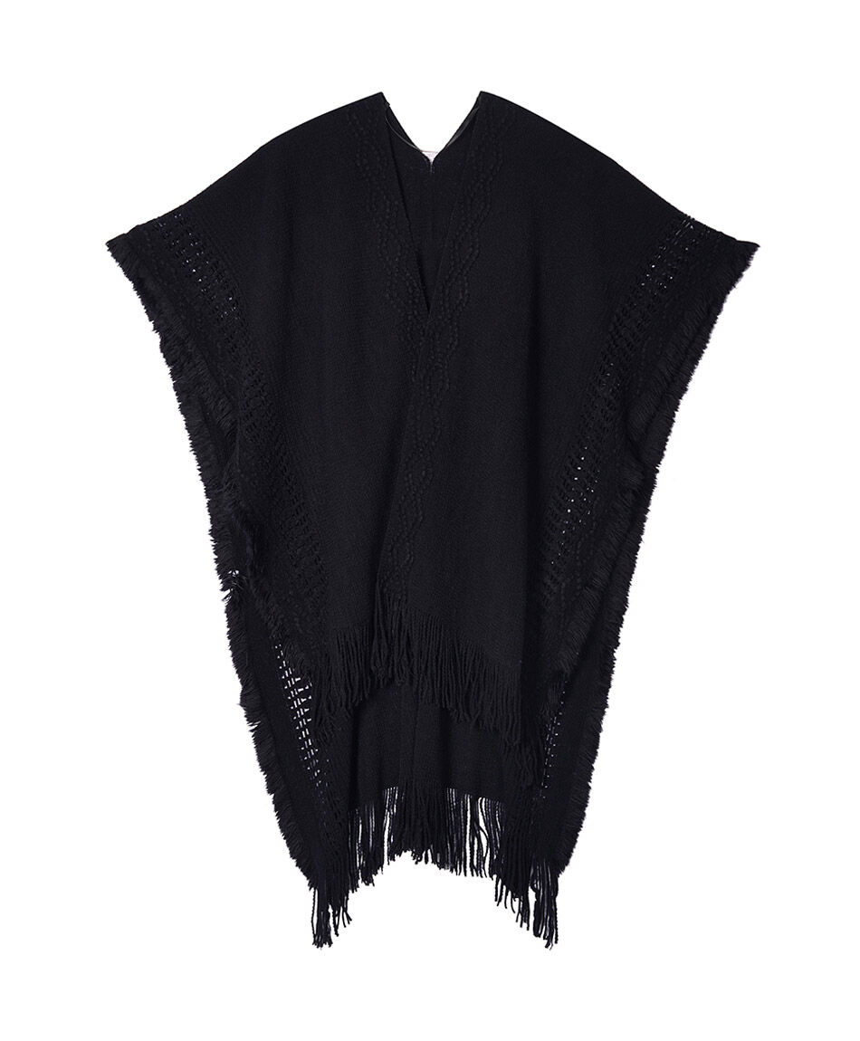 Poncho mujer b&aacute;sico negro